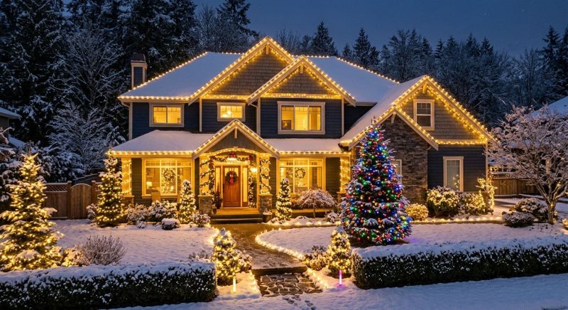 Christmas Lights Hanging in Overland Park, KS